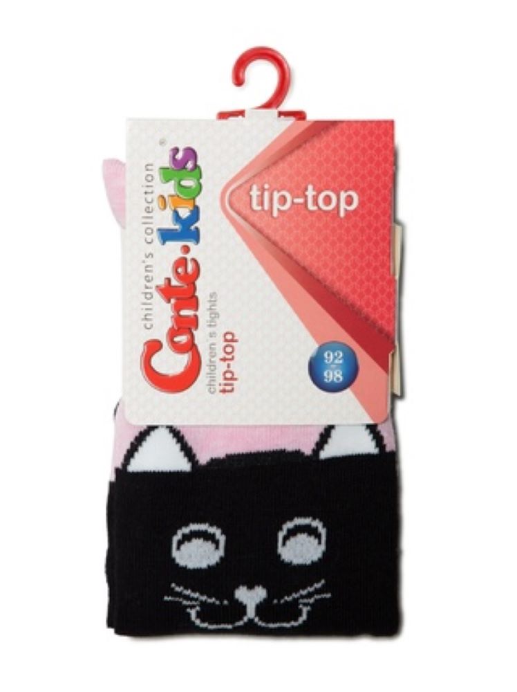 #4С-02СП(466) - Tip-Top Conte-Kids Classic Solid Cat Face Cotton Tights For Girls 2yr. 4yr. 6yr. 8yr. 10yr. 12yr.
