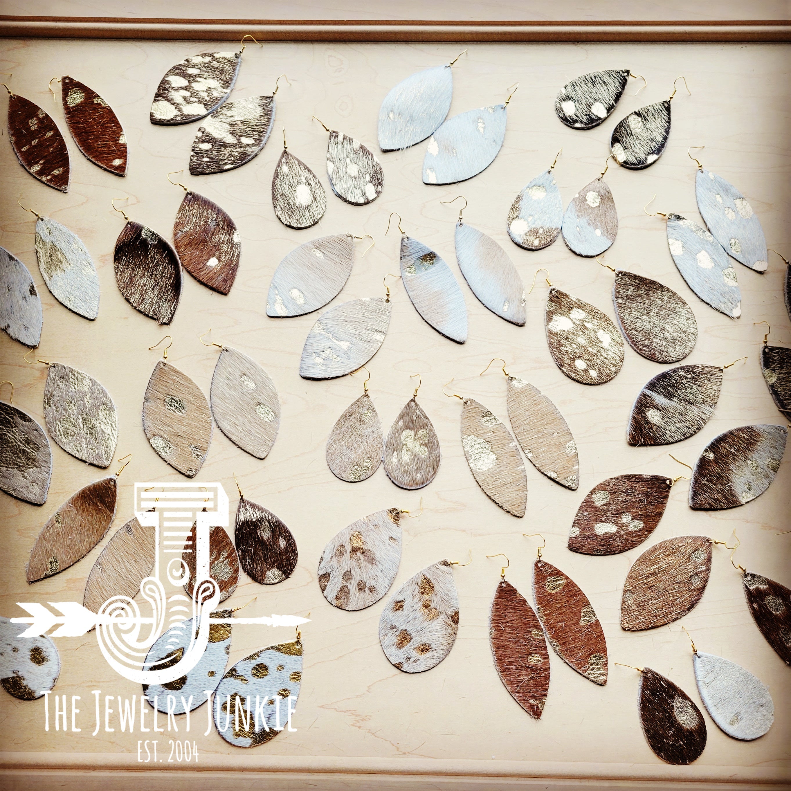 **Leather Earring Starter Pack-Metallic Hair On Hide-50 Pairs 214o