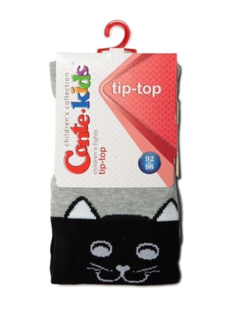 #4С-02СП(466) - Tip-Top Conte-Kids Classic Solid Cat Face Cotton Tights For Girls 2yr. 4yr. 6yr. 8yr. 10yr. 12yr.