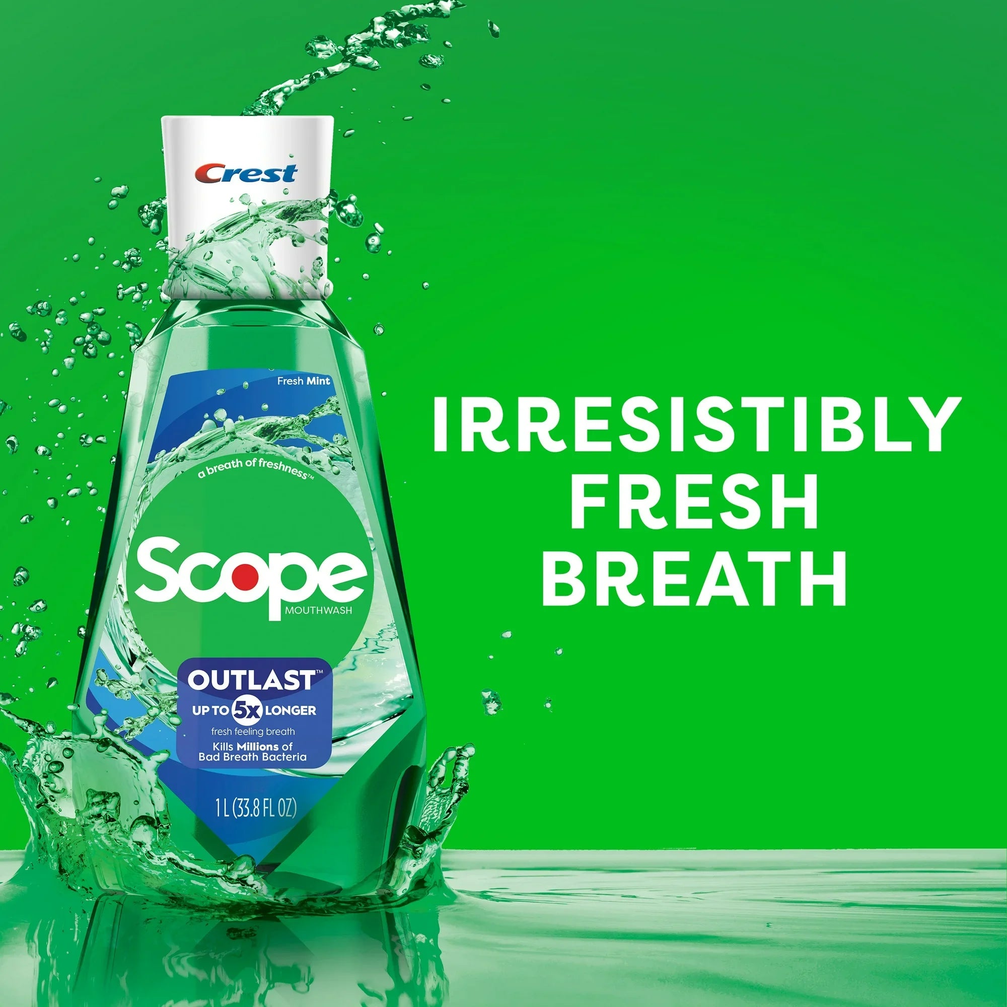 CREST Scope Outlast Fresh Mint Mouthwash