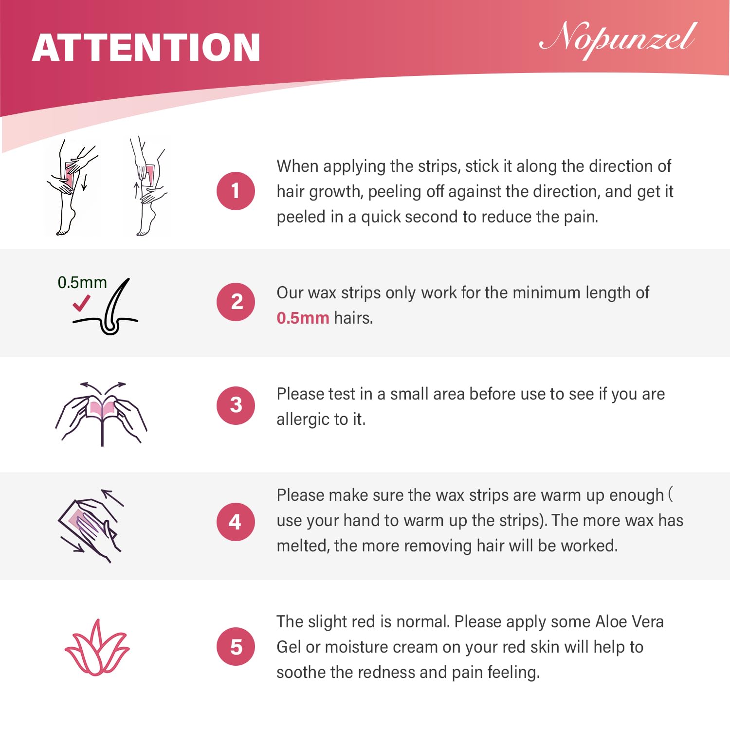NOPUNZEL 64 Waxing Strips