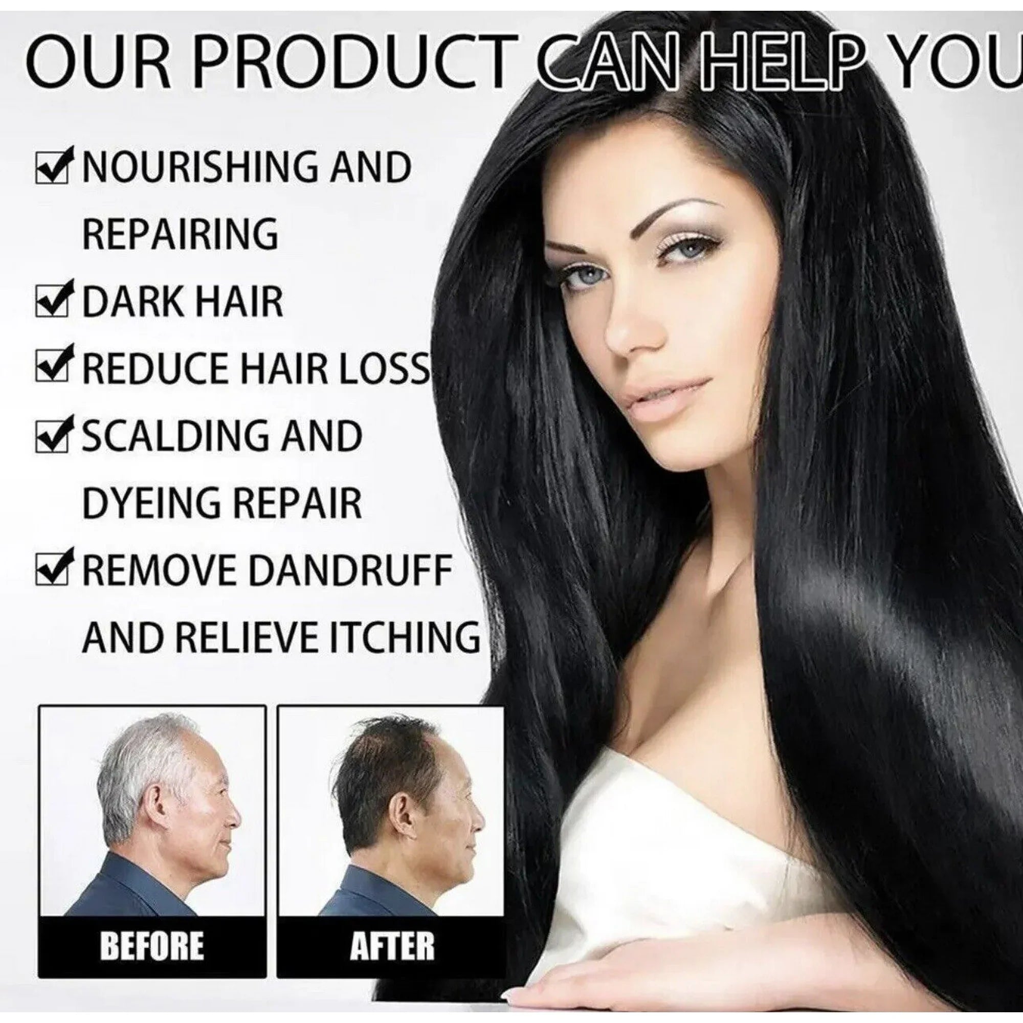 MEIDU 3 In 1 Black Hair Dye Shampoo