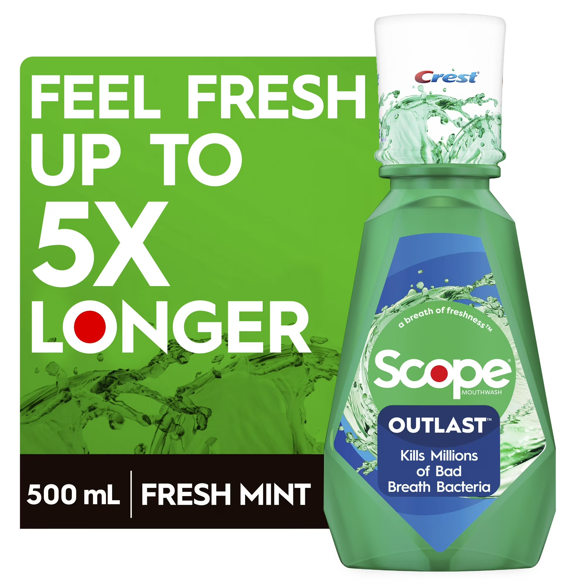 CREST Scope Outlast Fresh Mint Mouthwash