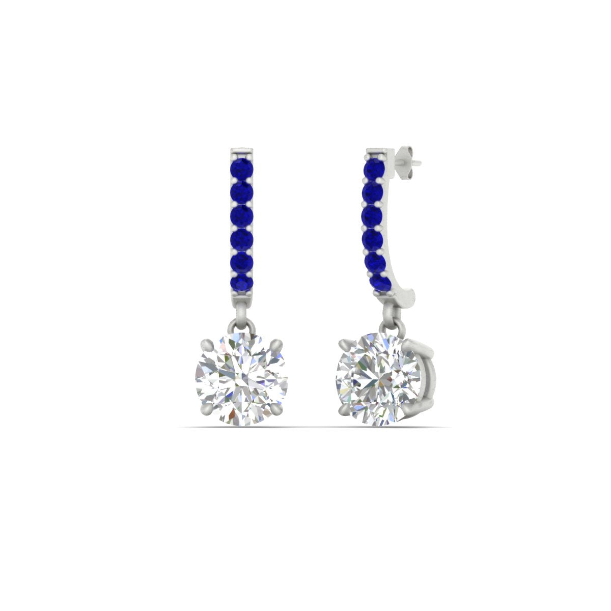1 Carat Solitaire Halo Diamond Drop Earrings