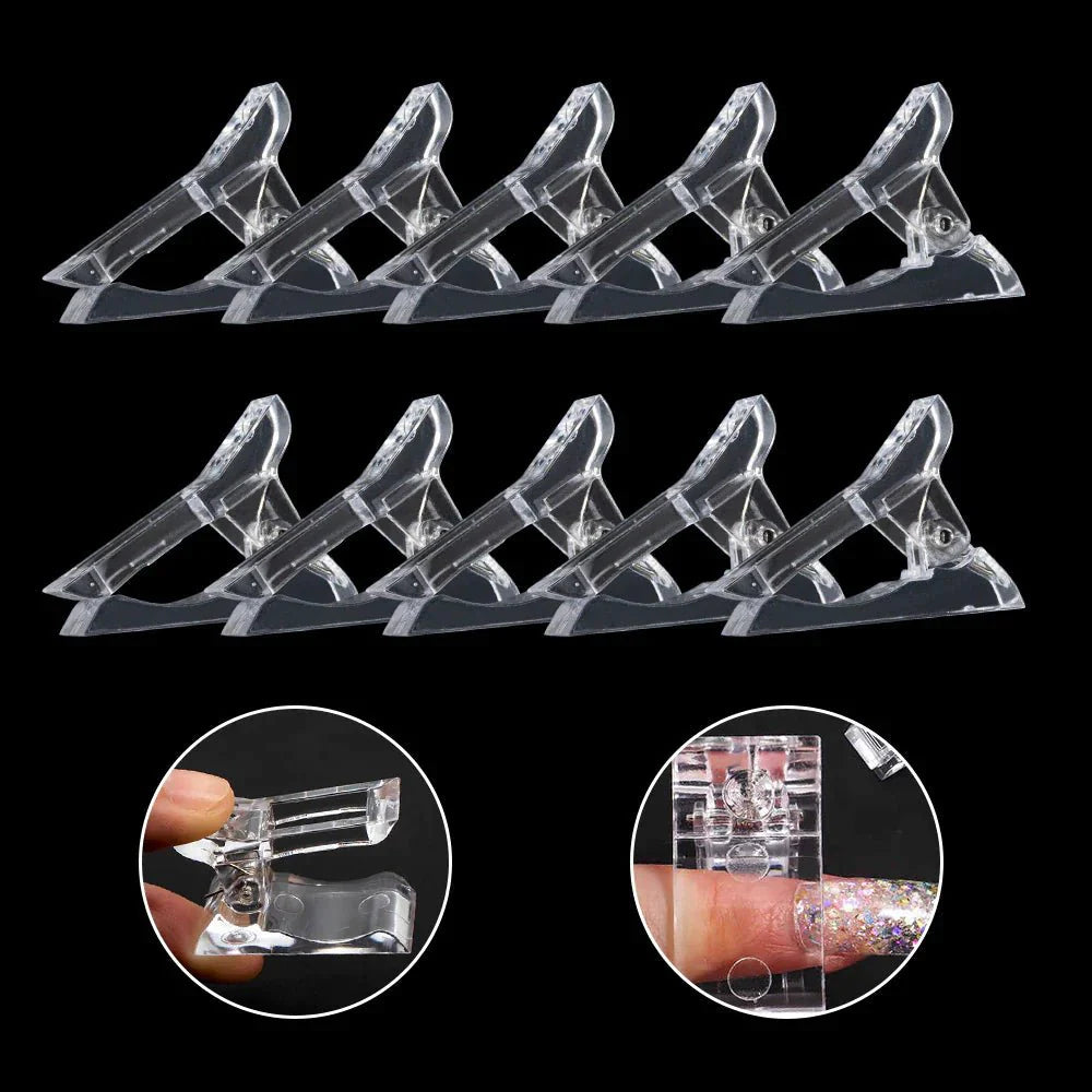 10-Piece Nail Tips Clip Set - Quick Poly Gel Extension Clamps