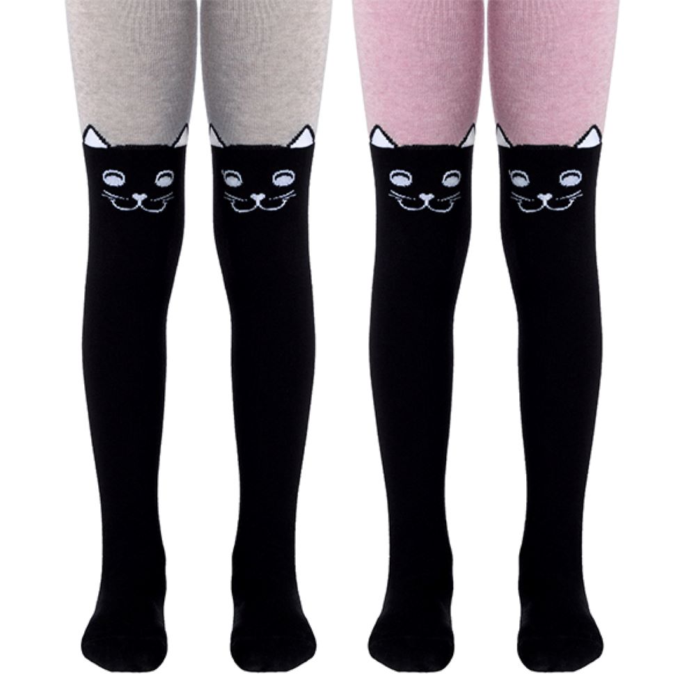 #4С-02СП(466) - Tip-Top Conte-Kids Classic Solid Cat Face Cotton Tights For Girls 2yr. 4yr. 6yr. 8yr. 10yr. 12yr.