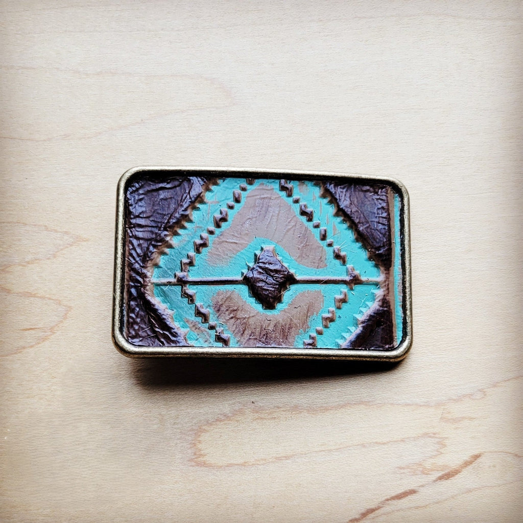 **Rectangle Navajo Leather Belt Buckle 901g