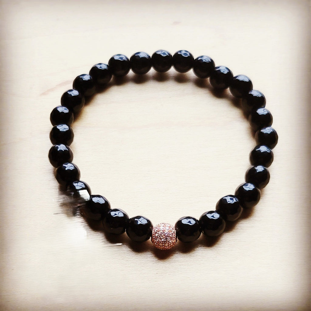 **Wood with gold accent beaded bracelet 807ss