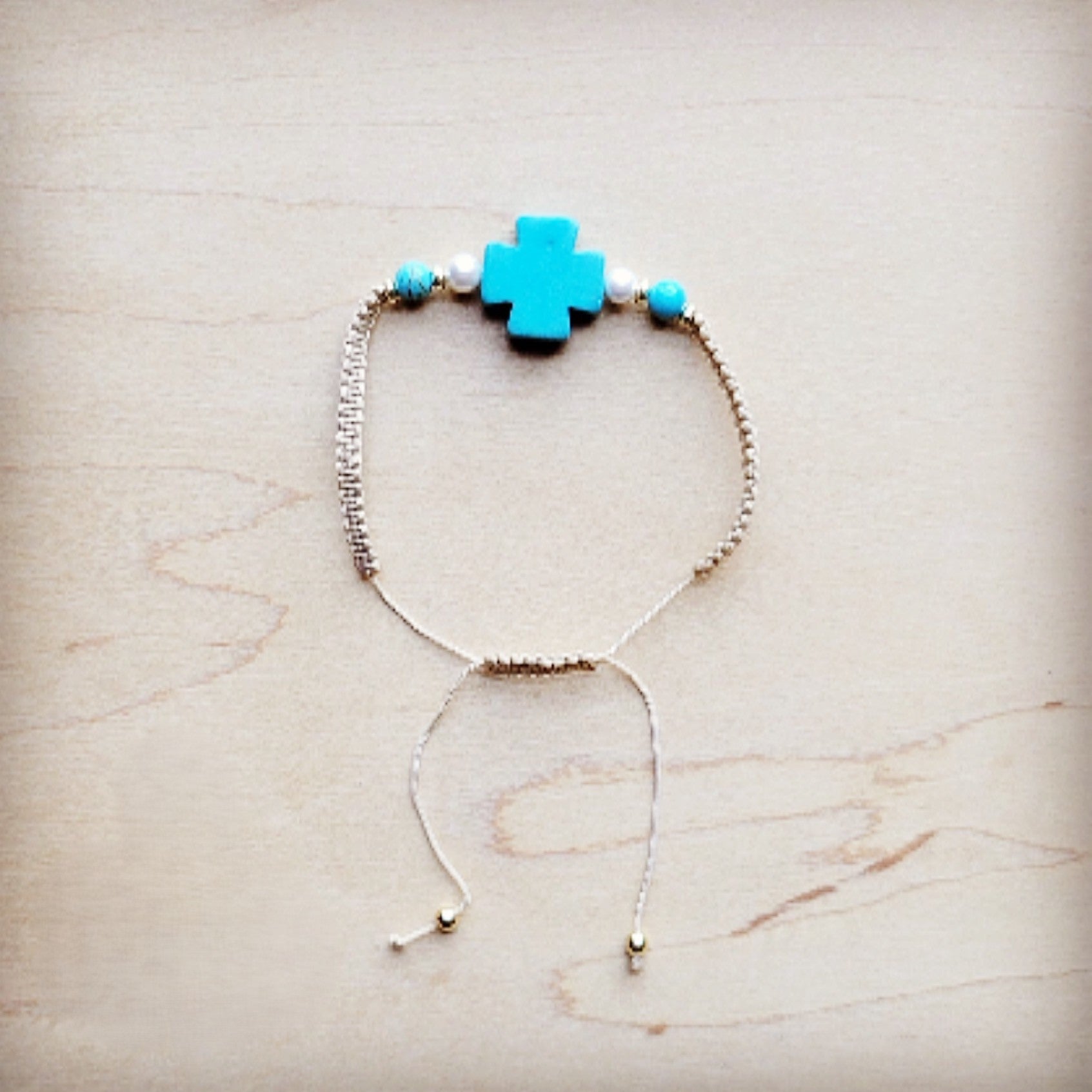 **Adjustable Woven Cross Turquoise Braided Bracelet 809s