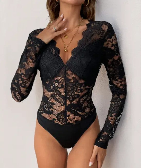 Long Sleeve Lace Bodysuit