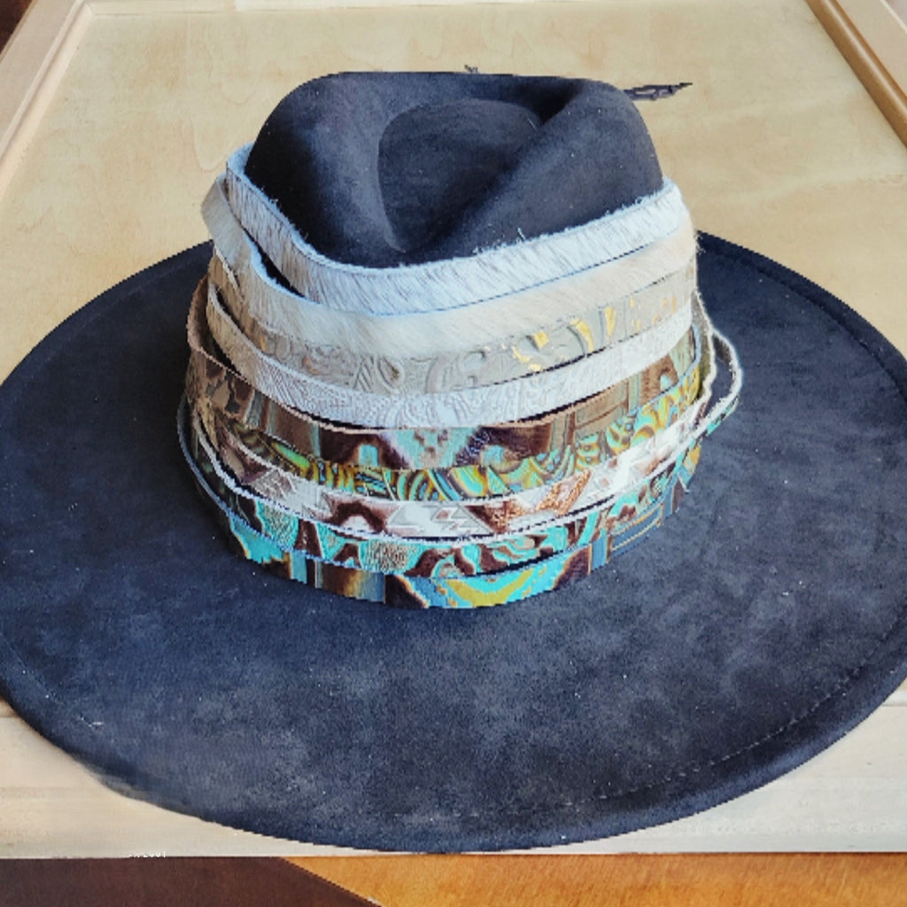 **Tan Metallic Leather Hat Band Only 984b