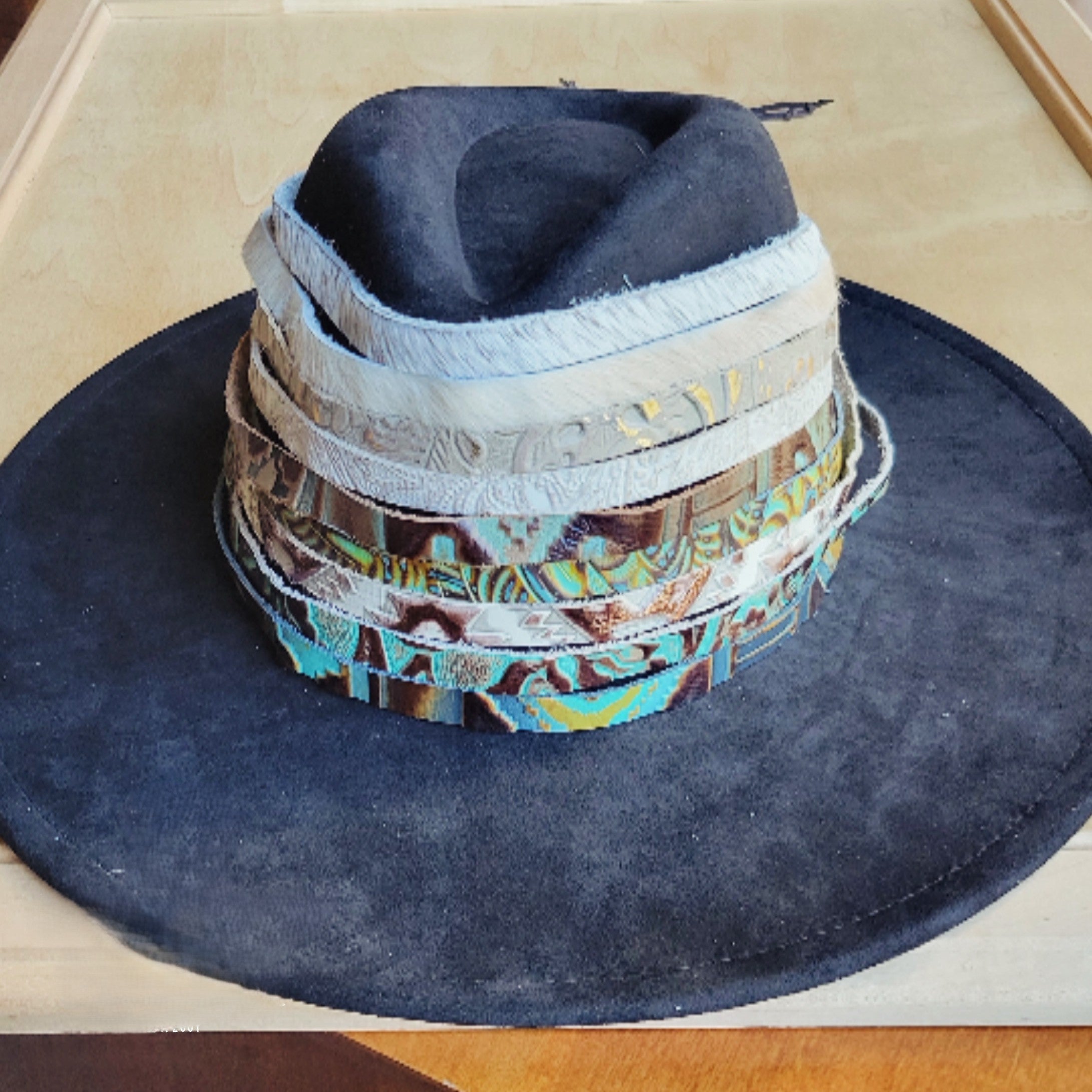 **Tan Metallic Leather Hat Band Only 984b