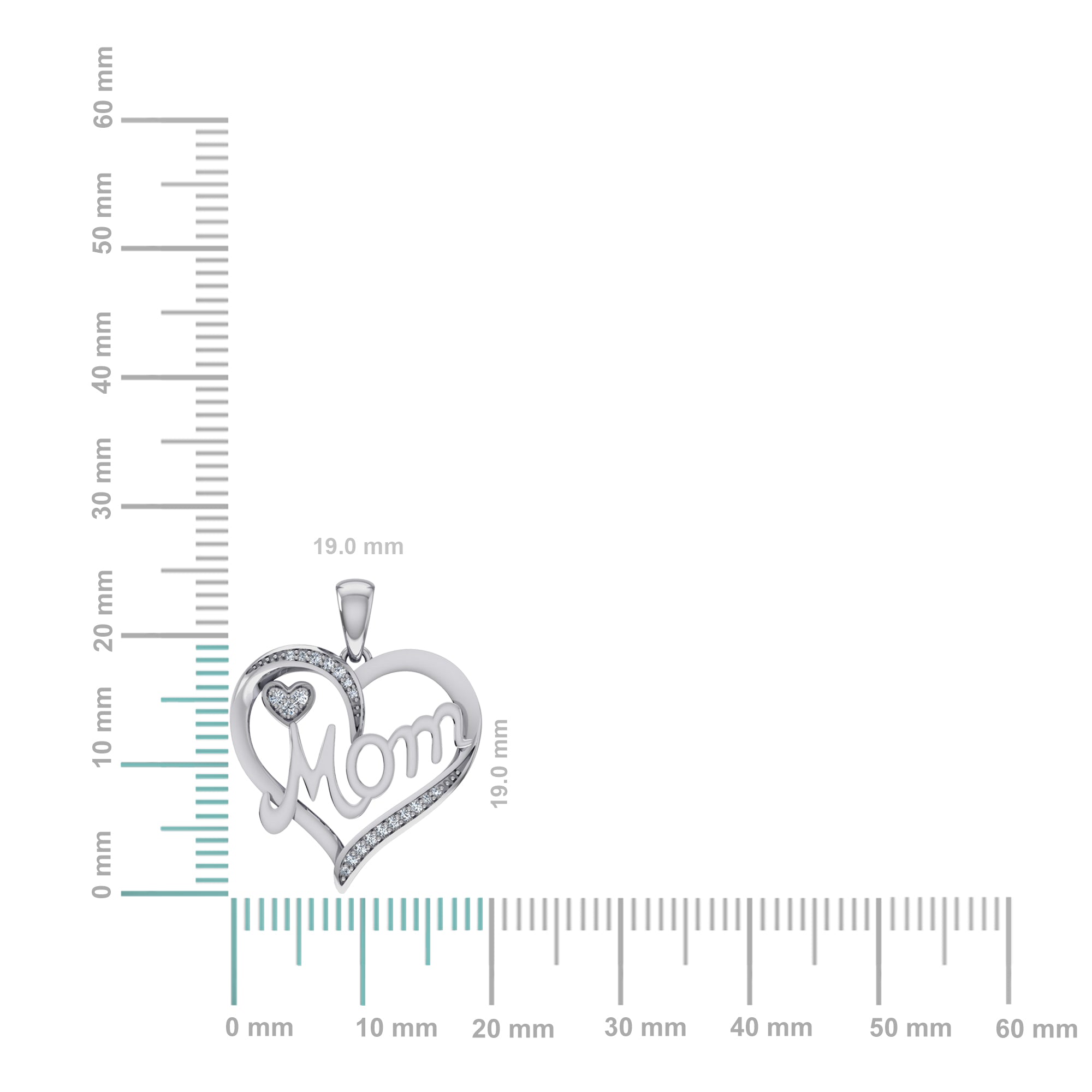 10K White Gold Round Diamond Womens Mom Hearrt Pendant 1/16 Cttw