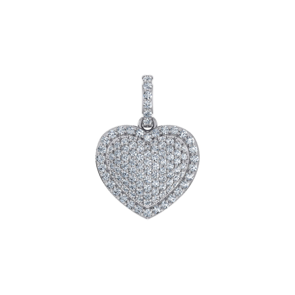 10K White Gold Round Diamond Womens Puffy Heart Pendant 3/8 Cttw
