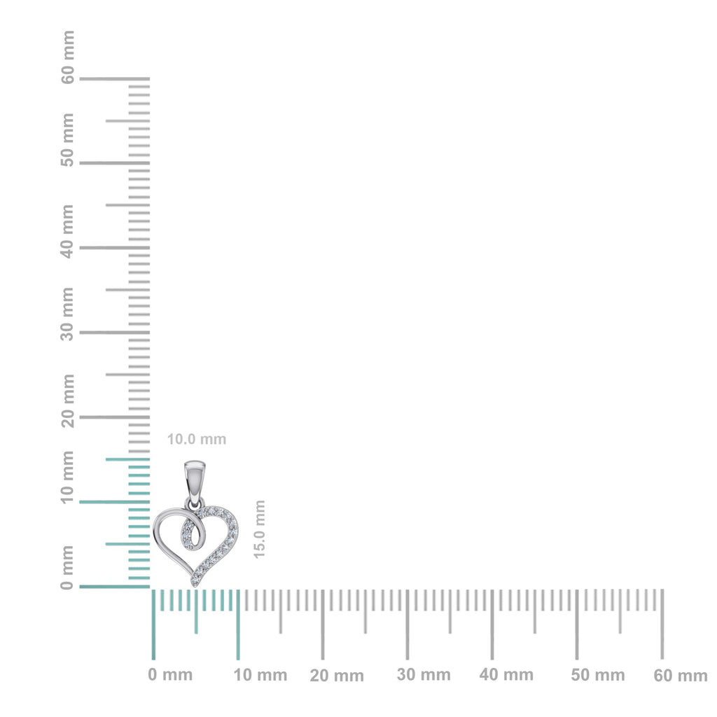 10K White Gold Round Diamond Twisted Heart Pendant 1/25 Cttw