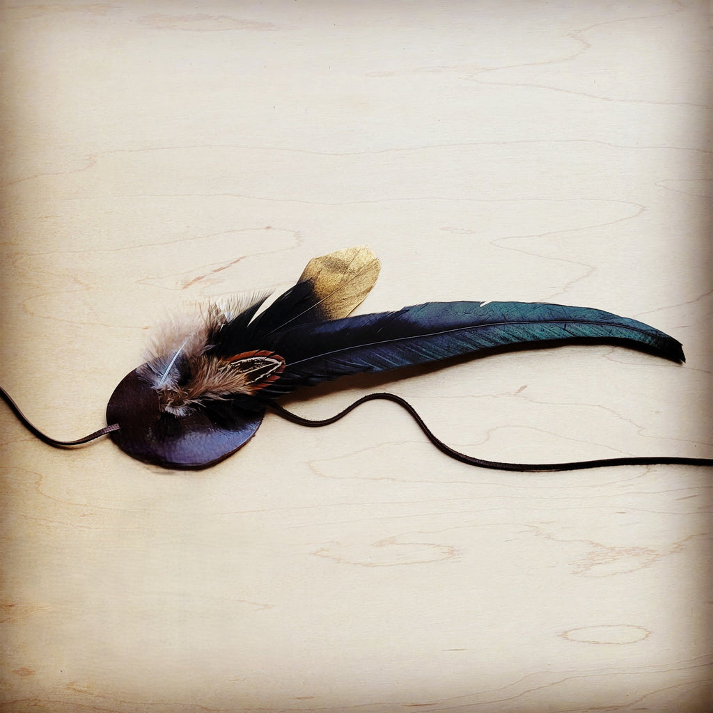 **Black and Gold Feather Band 983e No stone