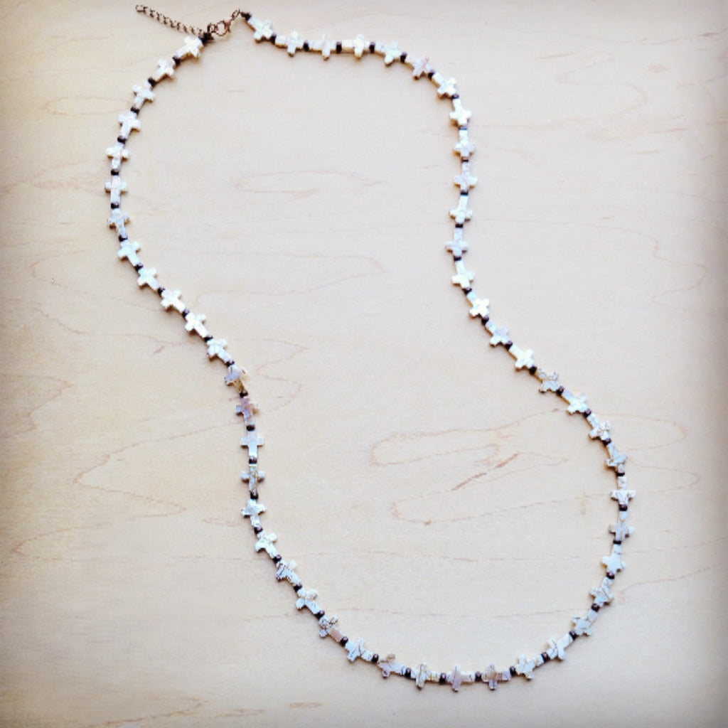 **Long Mother-of-Pearl Cross Necklace 259p