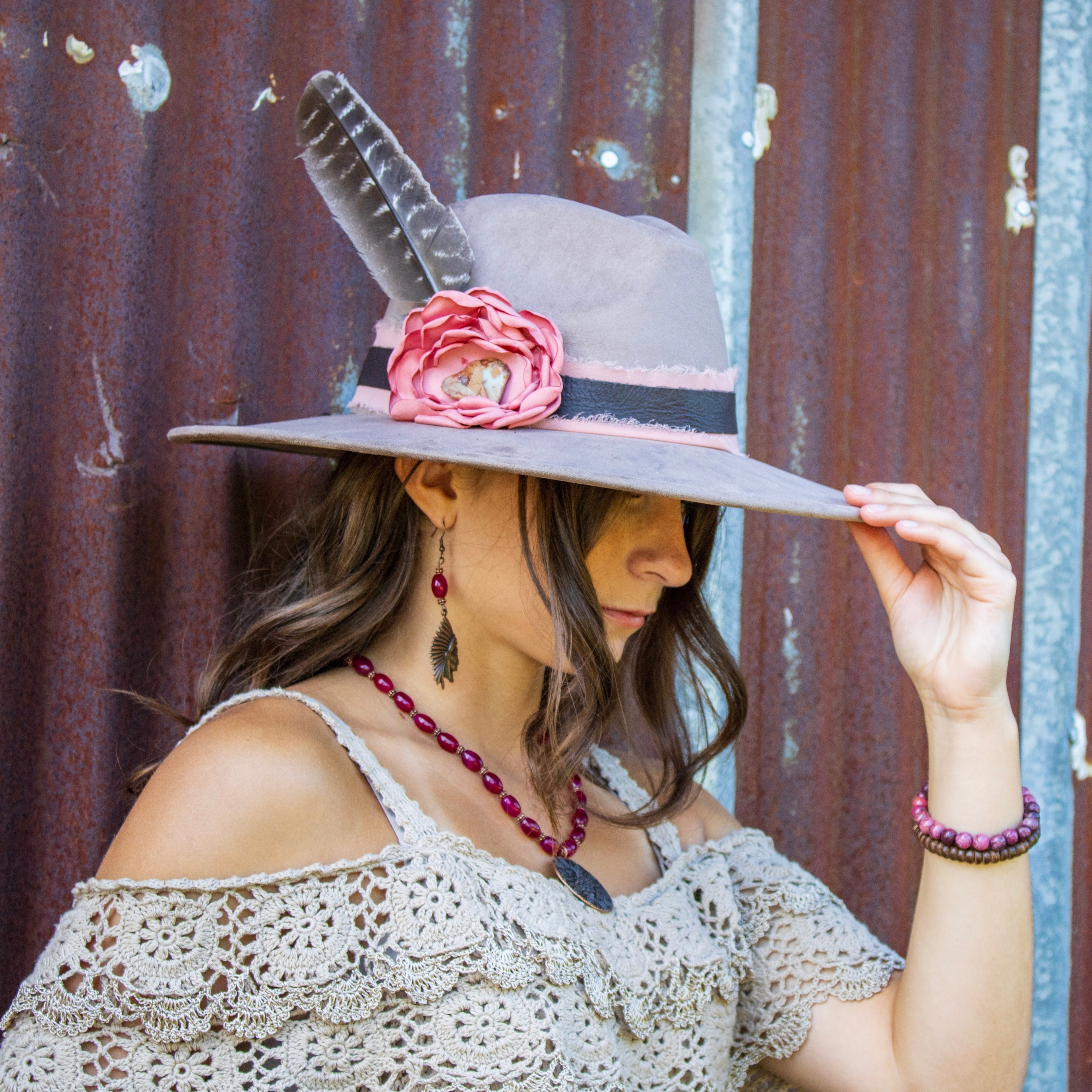 **Pink Agate Beaded Stretch Bracelet 810y
