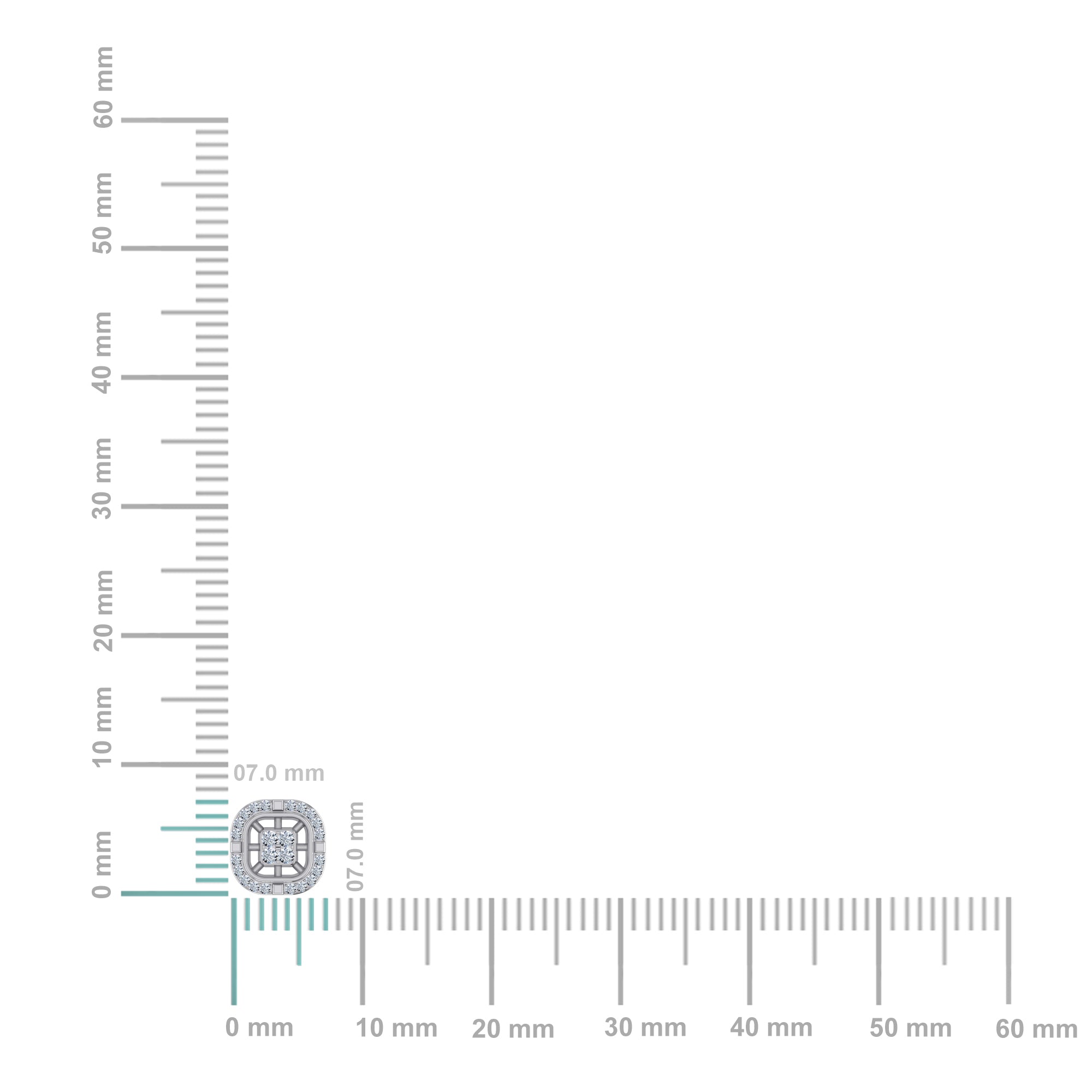 10K White Gold Round Baguette Diamond Square Shape Stud Earrings 1/4 Cttw