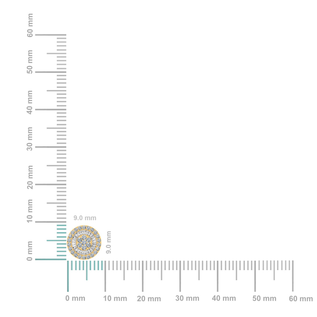 10K Yellow Gold Round Diamond Cluster Round Shape Stud Earrings 1/2 Cttw