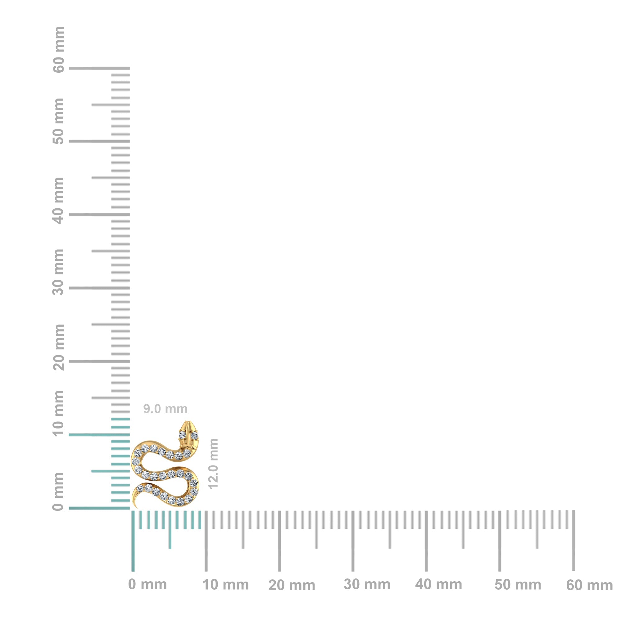 10K Yellow Gold Round Diamond Snake Stud Earrings 1/4 Cttw