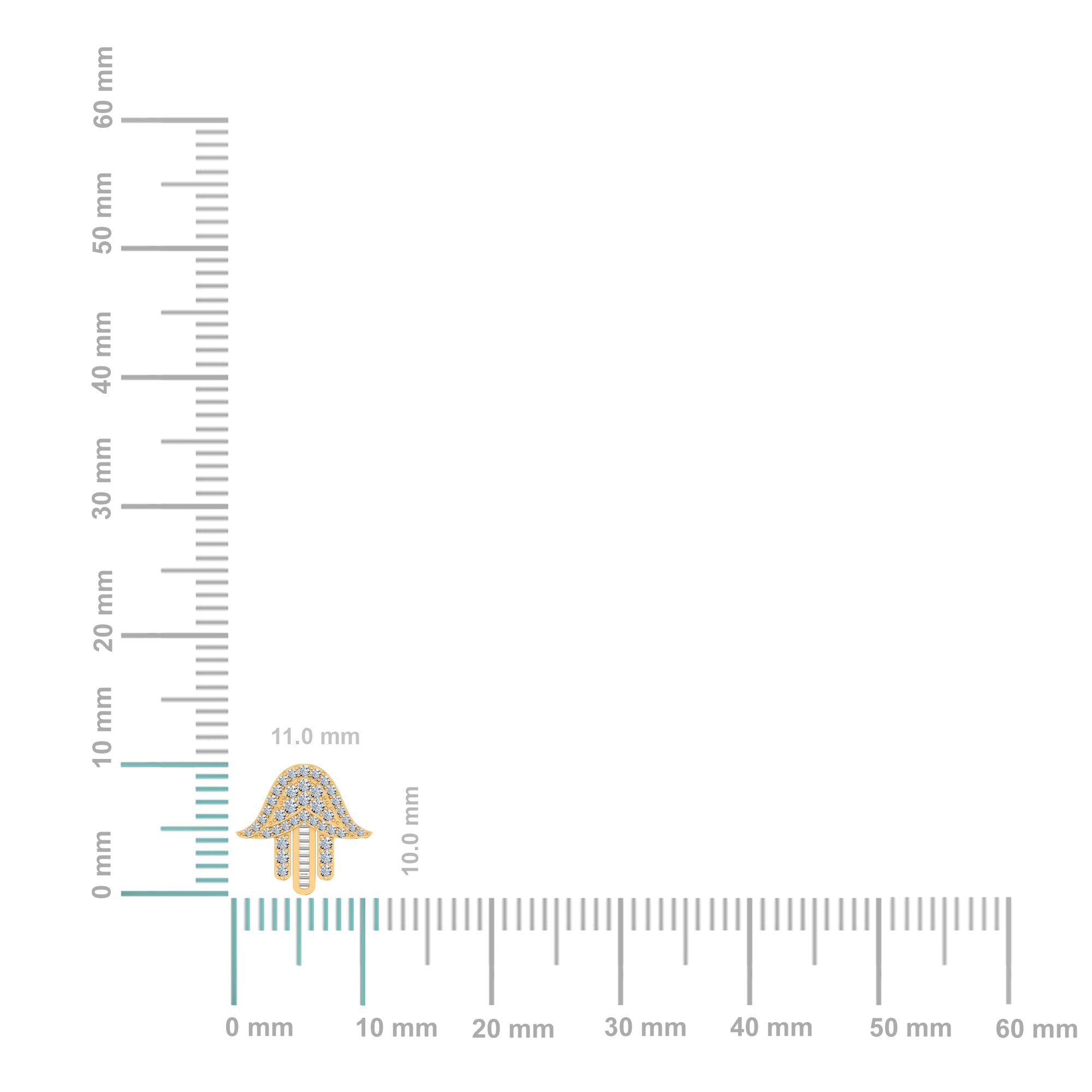 10K Yellow Gold Round Diamond Hamsa Hand Religious Stud Earrings 1/4 Cttw