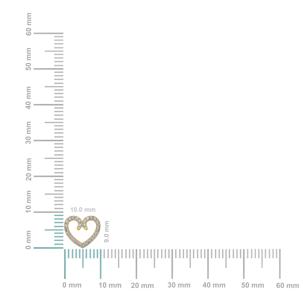 10K Yellow Gold Round Diamond Heart Shape Stud Earrings 1/6 Cttw