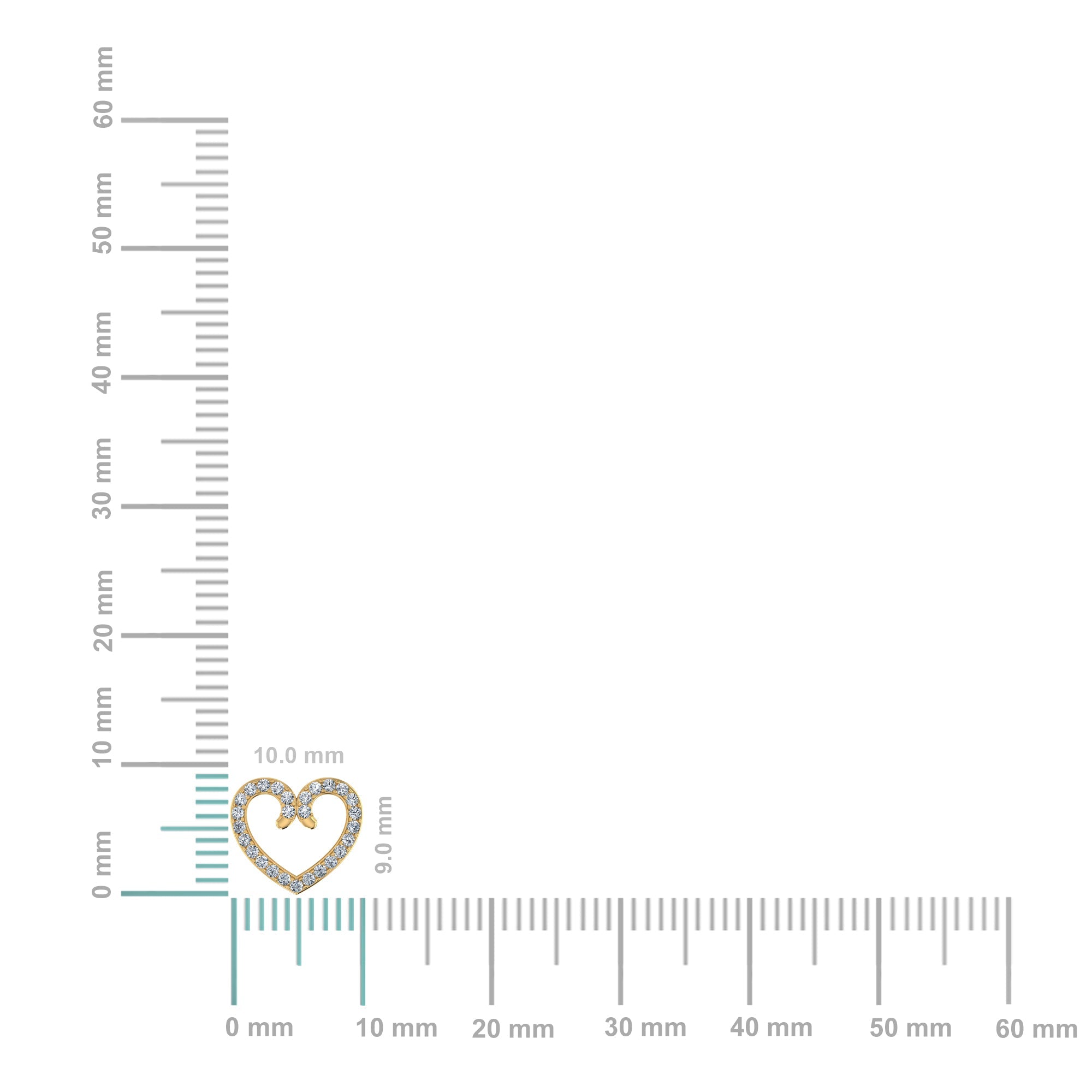 10K Yellow Gold Round Diamond Heart Shape Stud Earrings 1/6 Cttw