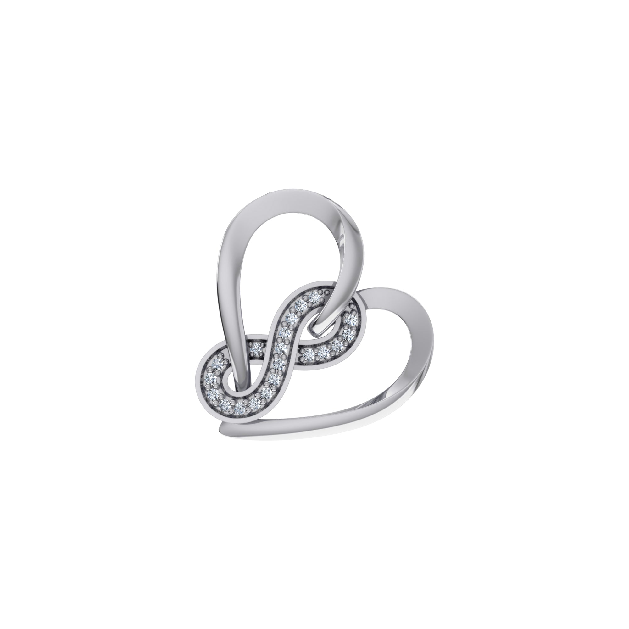 10K White Gold Round Diamond Heart Shape Infinity Twisted Pendant 1/10 Cttw