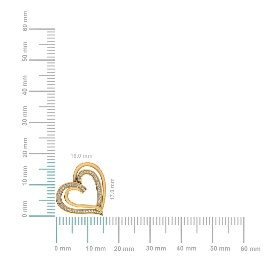 10K Yellow Gold Round Diamond Double Womens Heart Pendant 1/10 Cttw