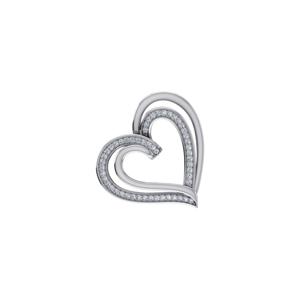 10K White Gold Round Diamond Double Womens Heart Pendant 1/10 Cttw