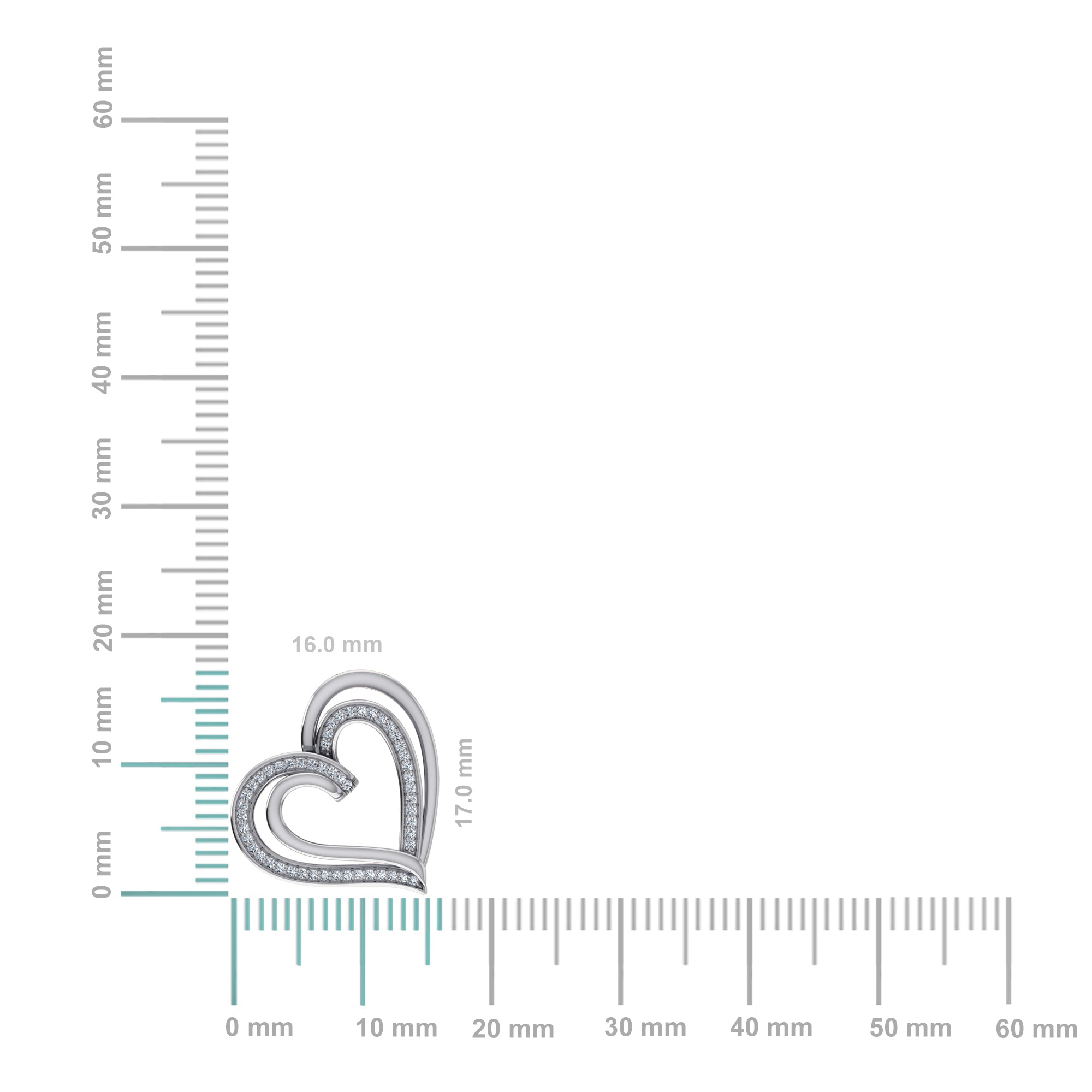 10K White Gold Round Diamond Double Womens Heart Pendant 1/10 Cttw