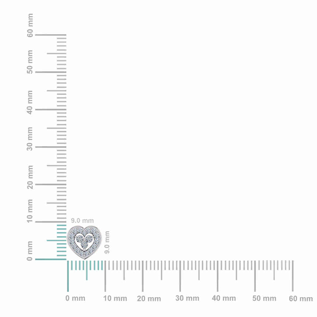 10K White Gold Womens Round Diamond Heart Cluster Earrings 3/8 Cttw