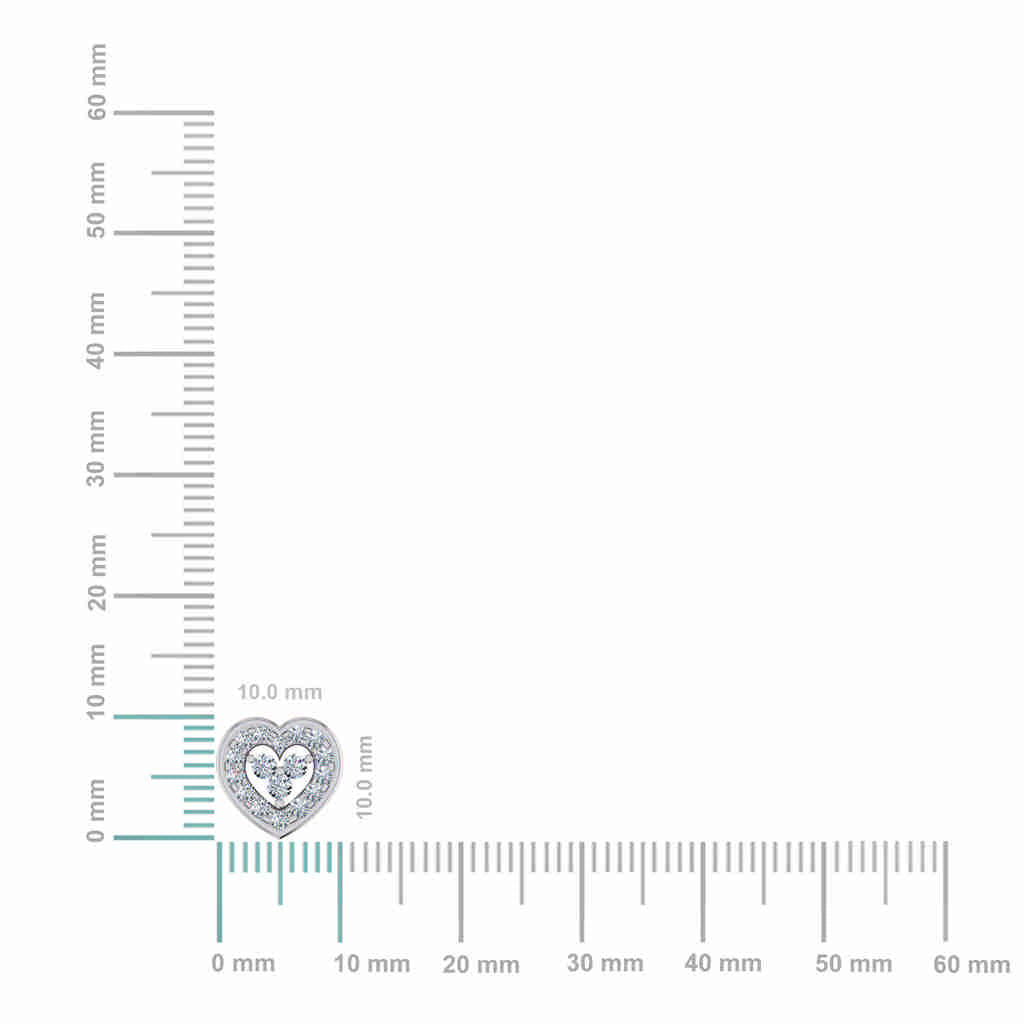 10K White Gold Womens Round Diamond Heart Cluster Earrings 1/2 Cttw