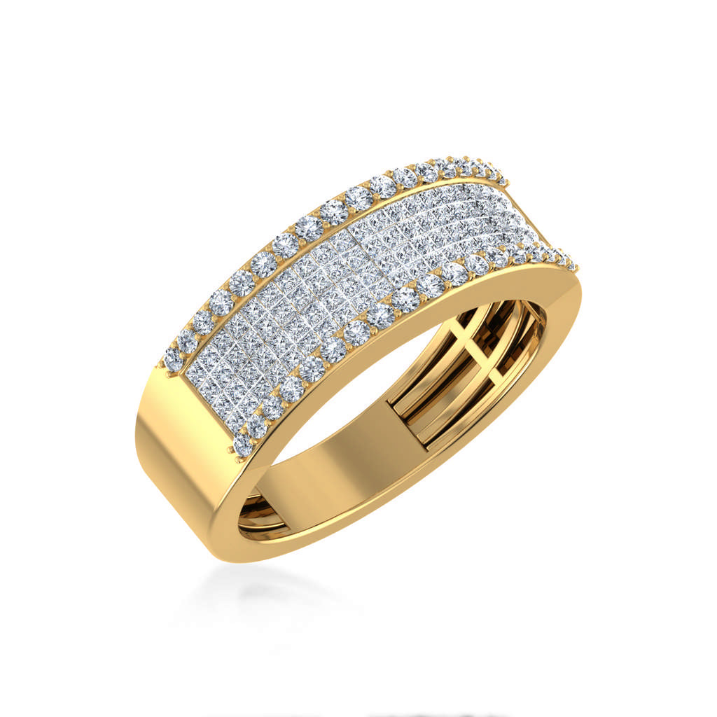 10K Yellow Gold Princess Diamond Mens Invisible Band 1-1/5 Cttw
