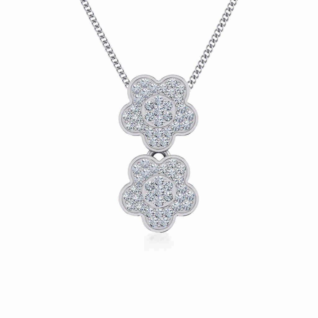10K White Gold Womens Round Diamond Floral Cluster Top Open Pendant 1/5 Cttw