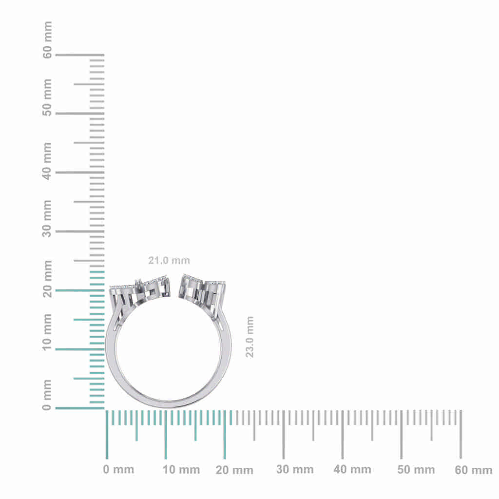 10K White Gold Womens Round Diamond Butterfly Cluster Top Open Ring 1/4 Cttw