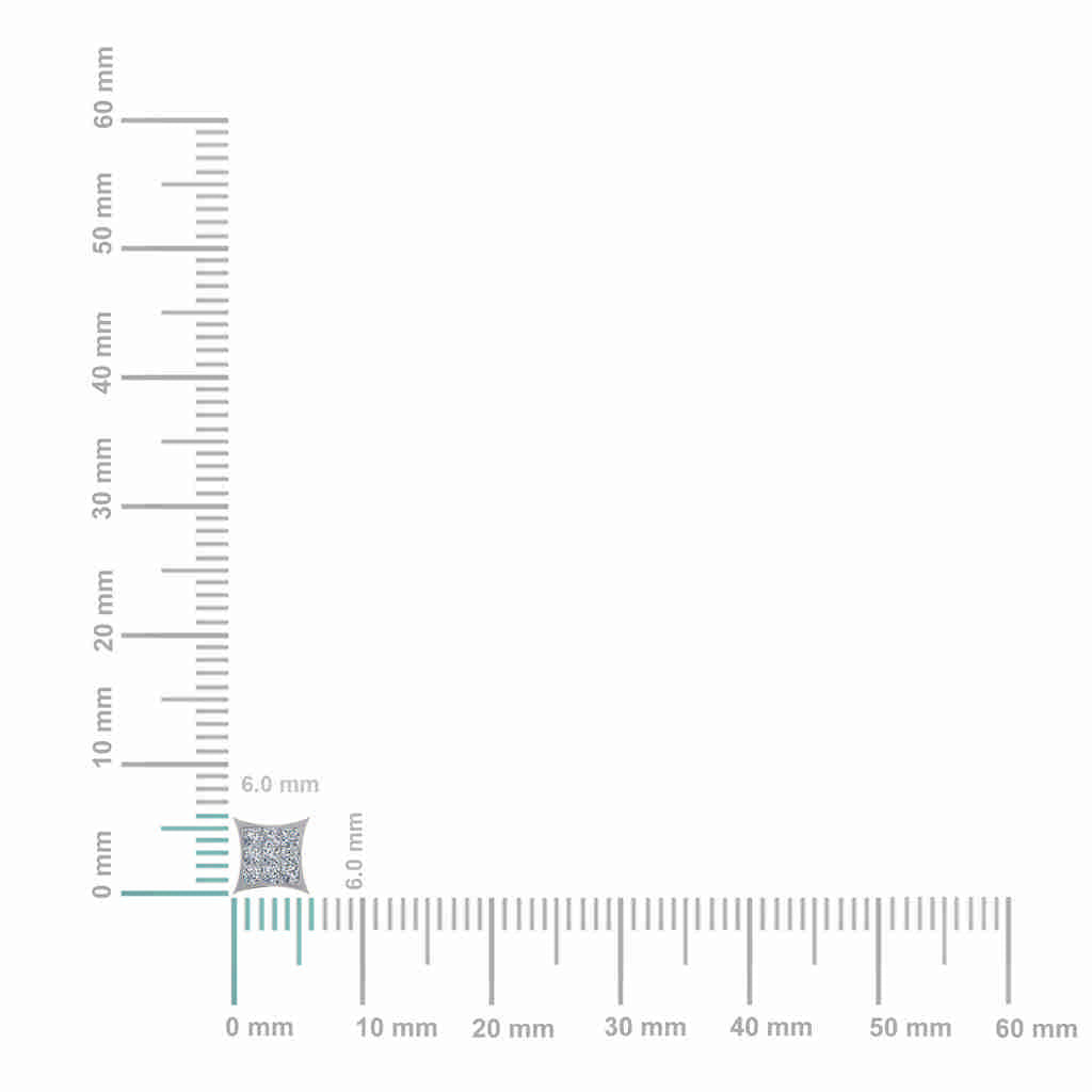 10K White Gold Mens Princess Diamond Square Stud Earrings 1/4 Cttw