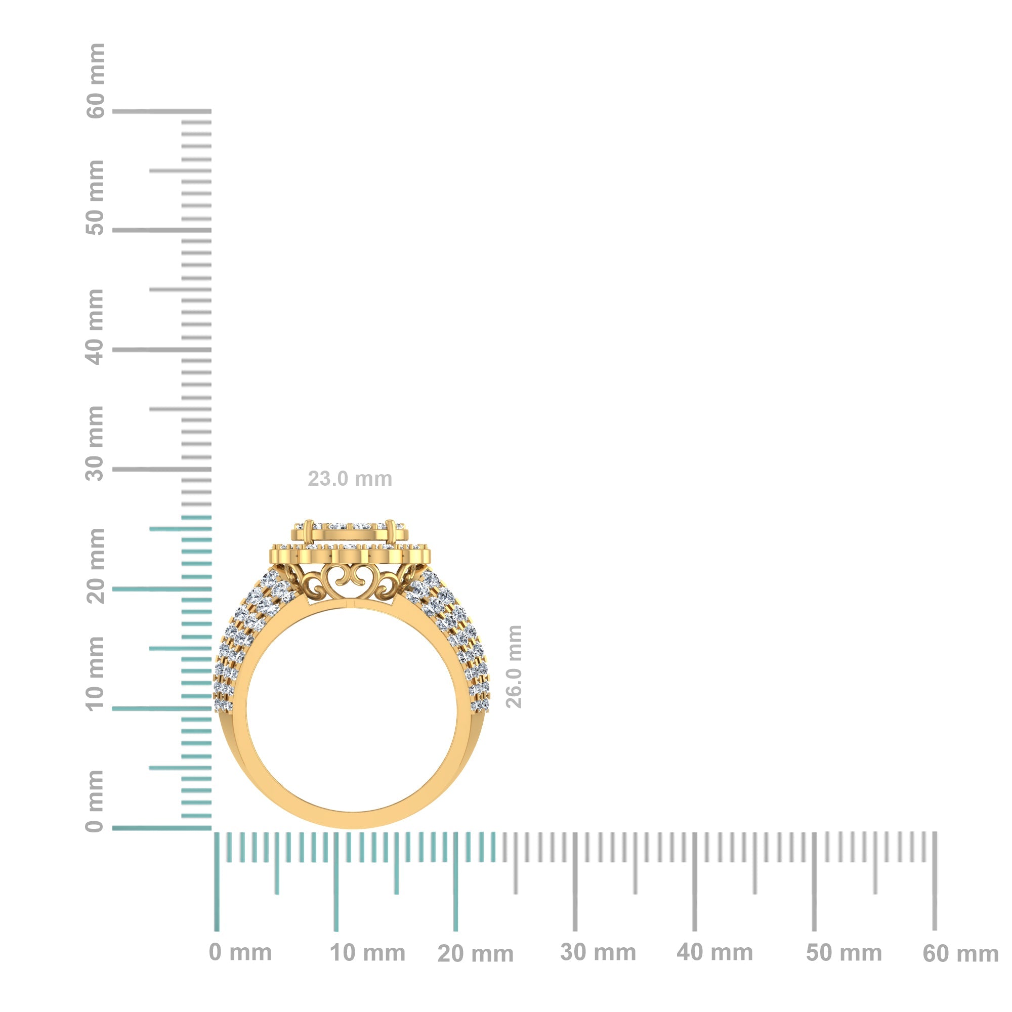 10K Yellow Gold Round Diamond Floral Sz 7 Head Ladies Ring 2 Cttw