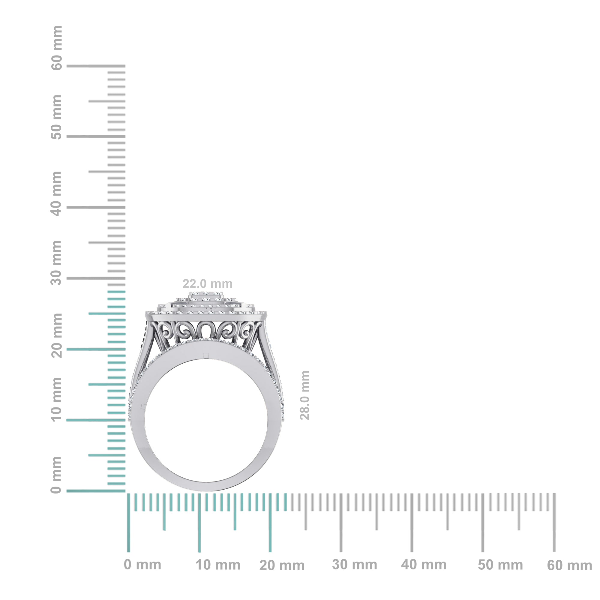 10K White Gold Round Diamond Designer Sz 7 Head Ladies Ring 2-1/3 Cttw