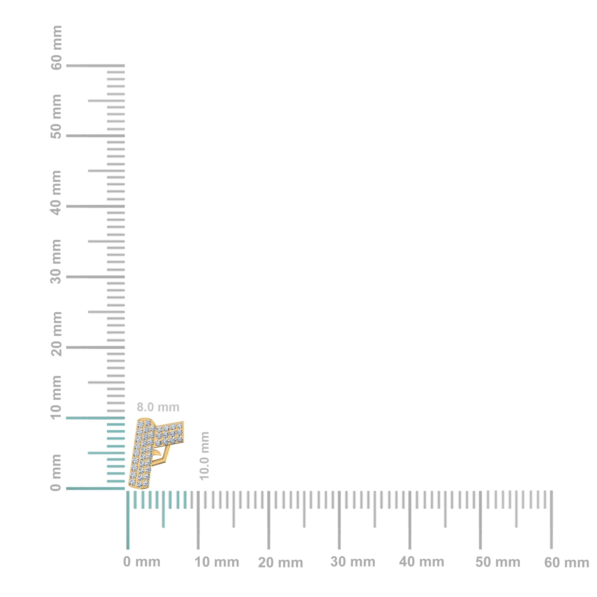 10K Yellow Gold Round Baguette Diamond Gun Stud Earrings 1/5 Cttw 1/5 Cttw