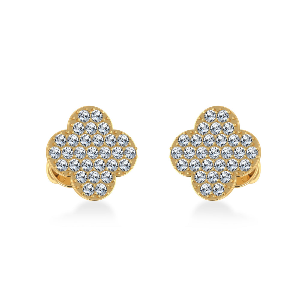 10K Yellow Gold Diamond  Designer Stud Earrings 1/4 Cttw
