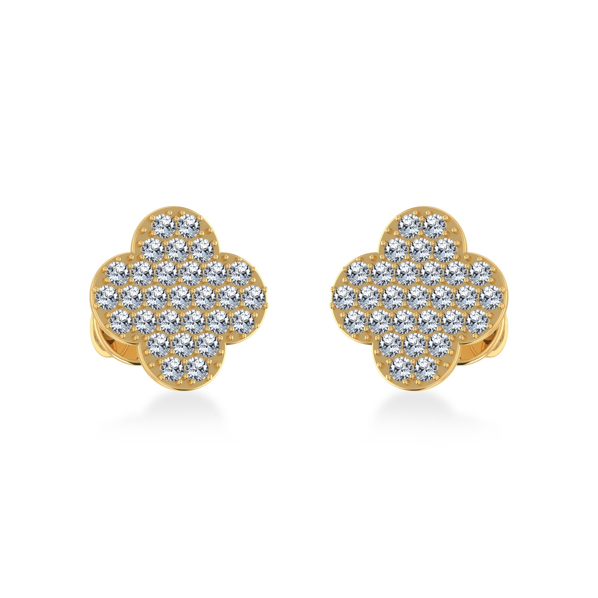 10K Yellow Gold Diamond  Designer Stud Earrings 1/4 Cttw
