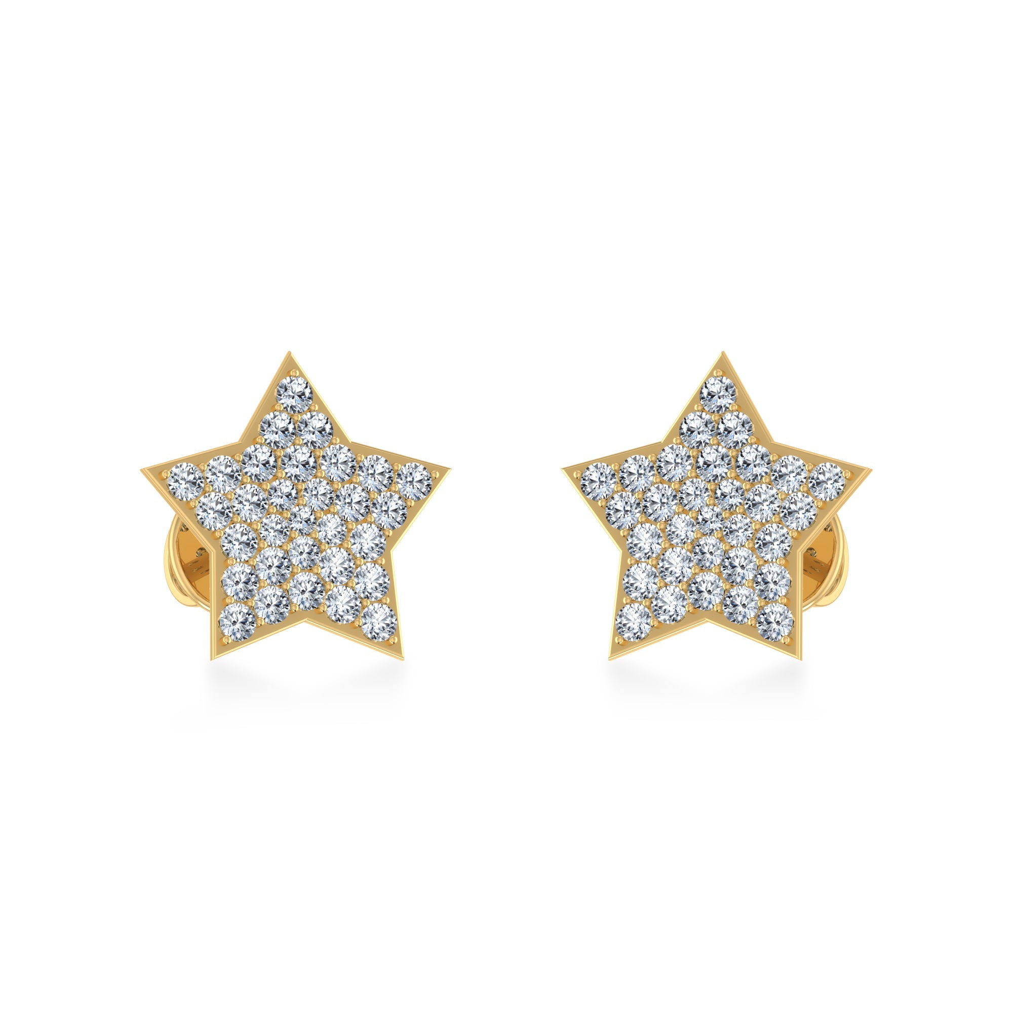 10K Yellow Gold Round Diamond Star Stud Earrings 1/4 Cttw