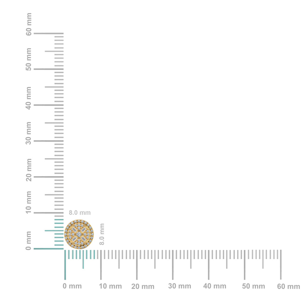 10K Yellow Gold Round Diamond Designer Mens Stud Earring 1/5 Cttw