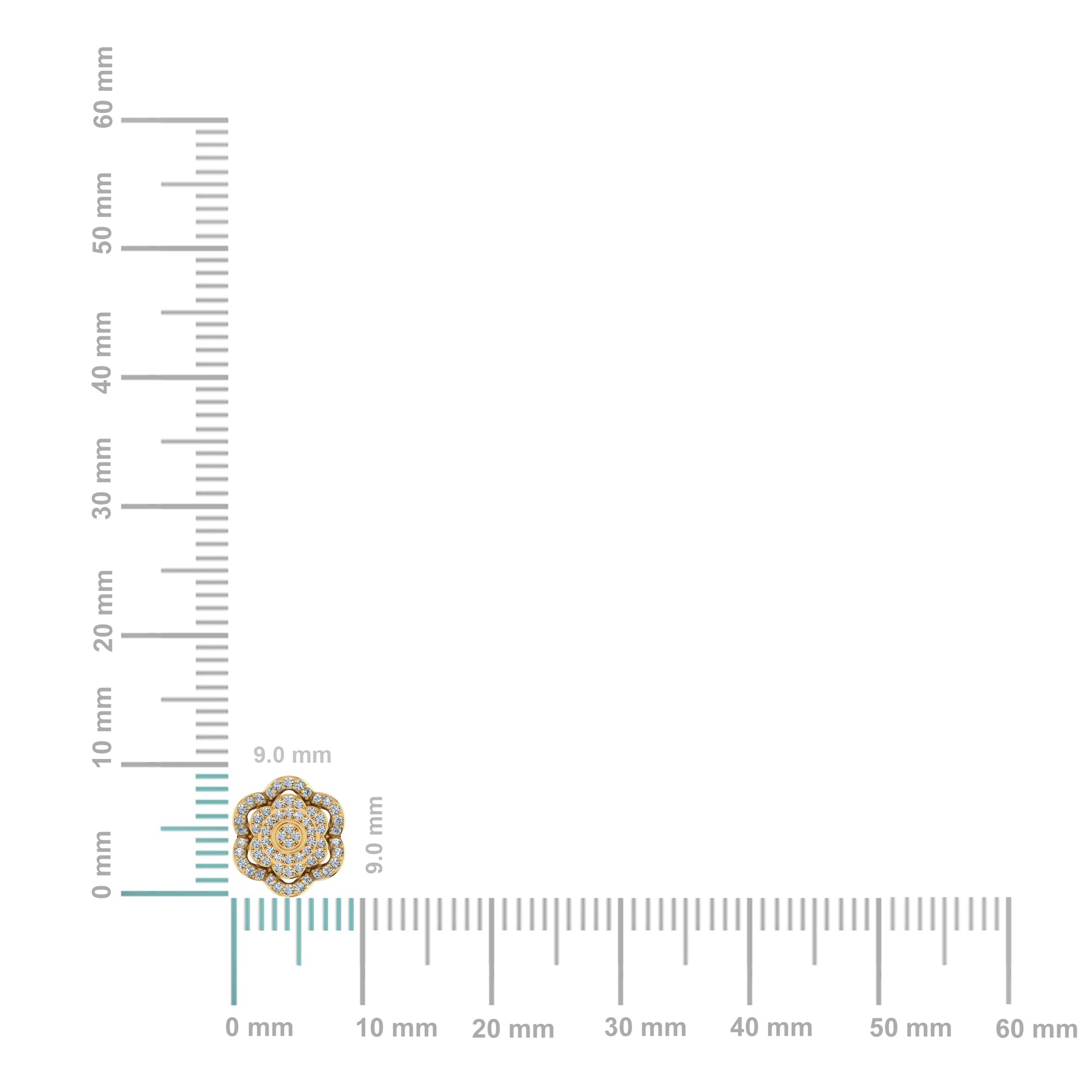 10K Yellow Gold Round Diamond Floral Designer Mens Stud Earring 1/5 Cttw