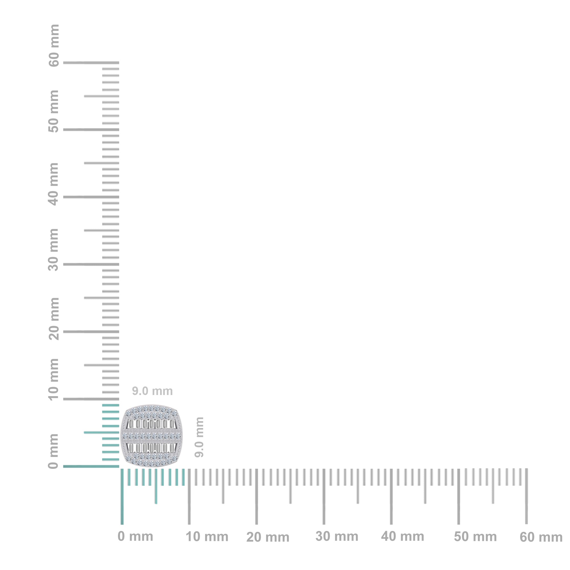10K White Gold Round Diamond Square Shape Designer Mens Stud Earring 1/3 Cttw