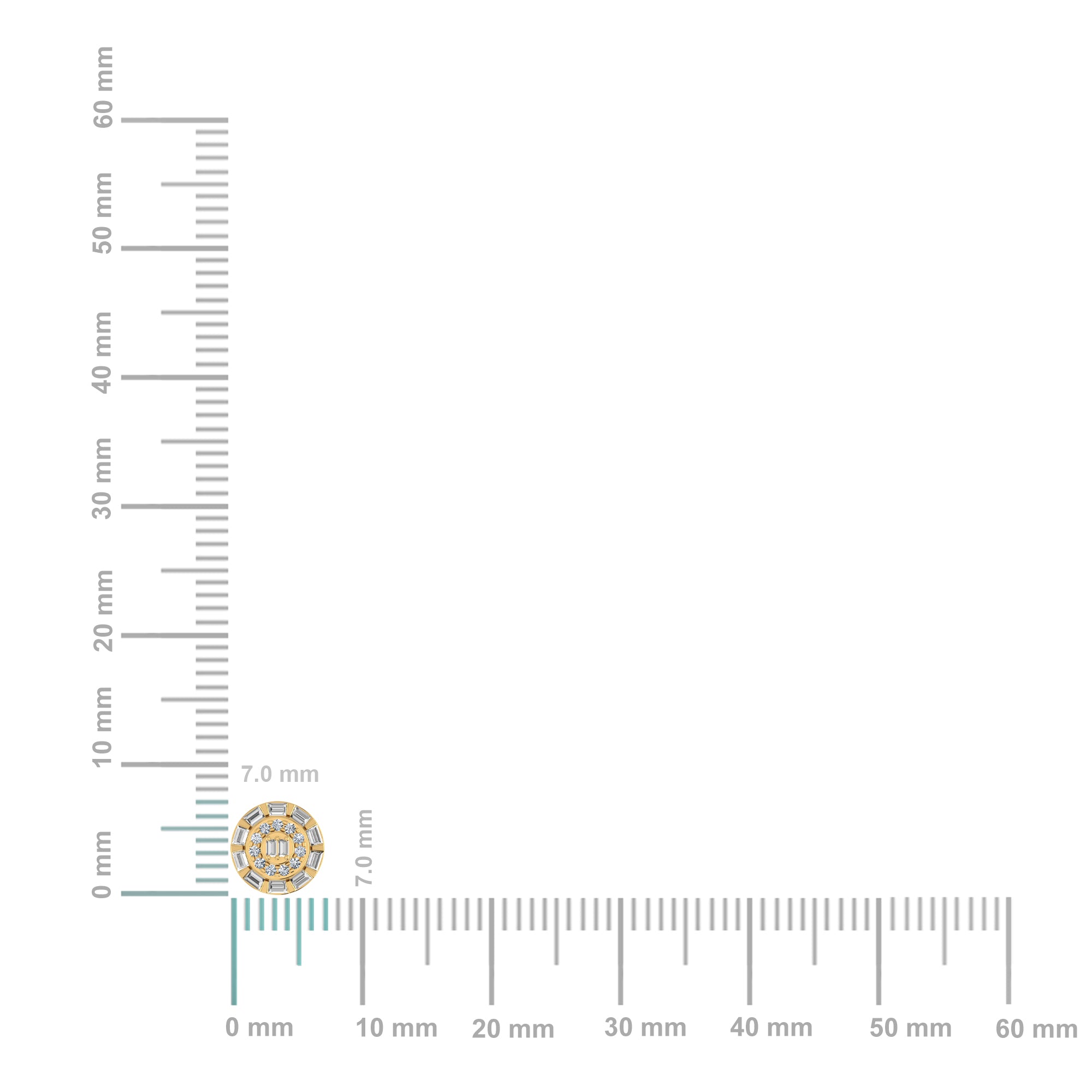 10K Yellow Gold Round Baguette Diamond Designer Earring 1/4 Cttw