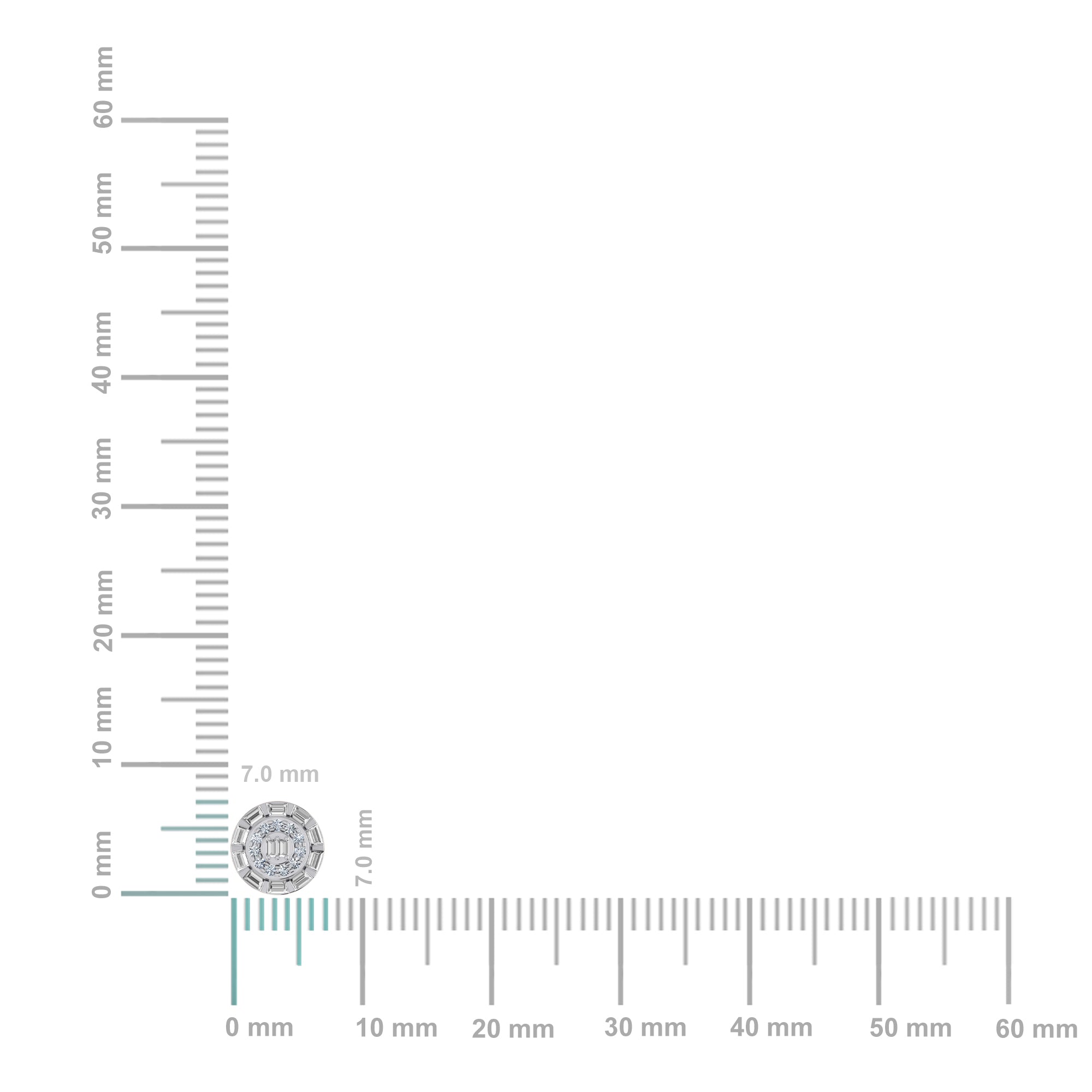 10K White Gold Round Baguette Diamond Designer Earring 1/4 Cttw