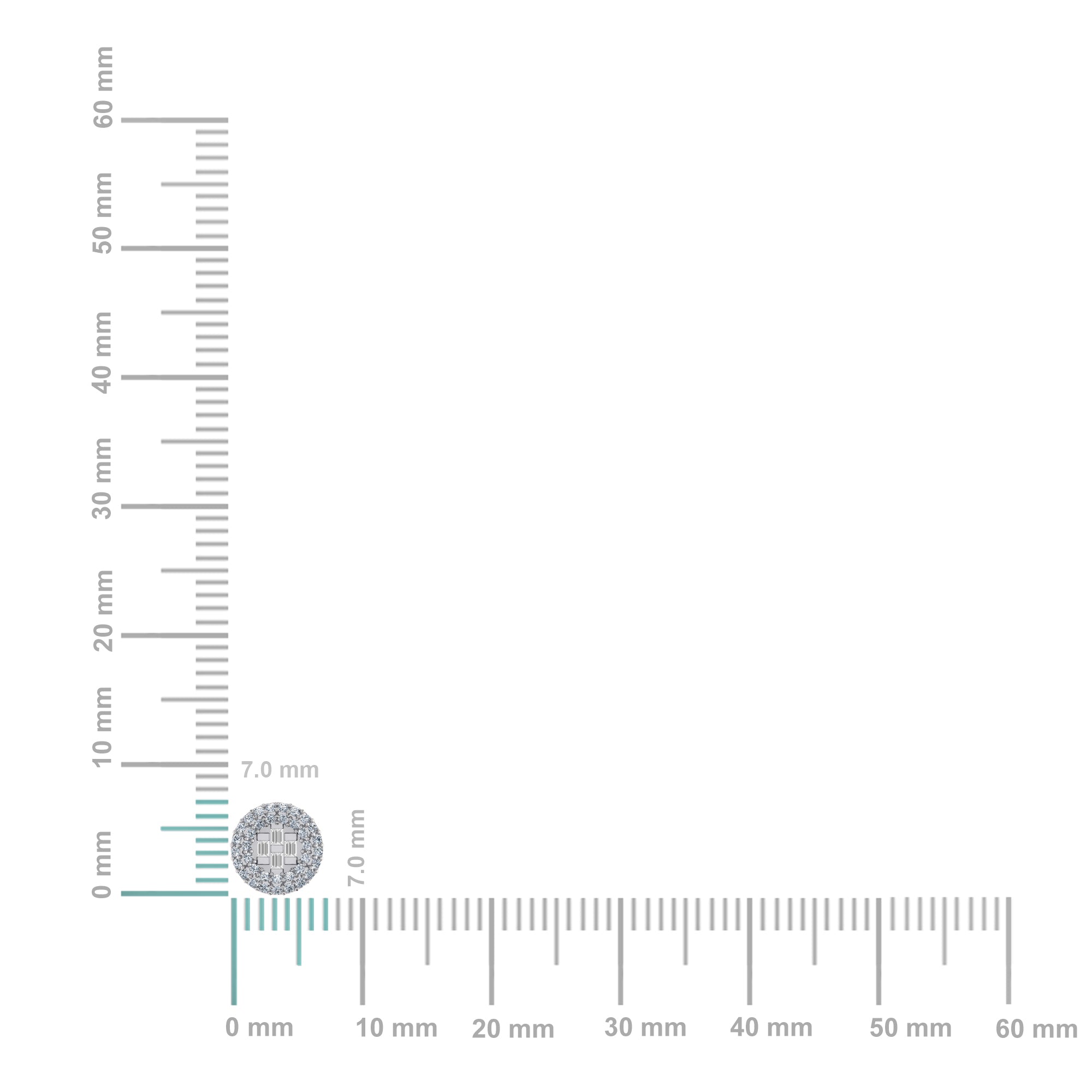 10K White Gold Round Baguette Diamond Halo Designer Earring 1/4 Cttw